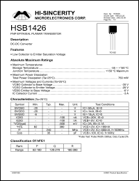 HSB1426 datasheet: Emitter to base voltage:6V 3A PNP epitaxial planar transistor HSB1426