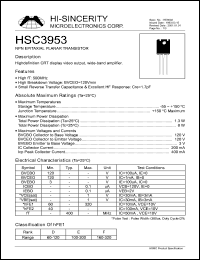 HSC3953 datasheet: Emitter to base voltage:3V 200mA NPN epitaxial planar transistor HSC3953