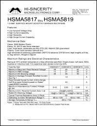 HSMA5817 datasheet: 20V 1.0A surface mount schottky barrier rectifier HSMA5817
