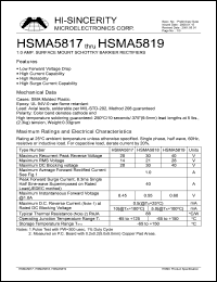 HSMA5818 datasheet: 30V 1.0A surface mount schottky barrier rectifier HSMA5818