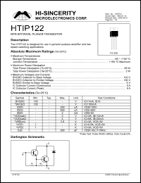 HTIP122 datasheet: 5V 5A NPN epiataxial planar transistor for use in general purpose amplifier and low-speed swithcing applications HTIP122
