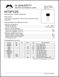 HTIP125 datasheet: 5V 5A PNP epiataxial planar transistor for medium power linear and switching applications HTIP125