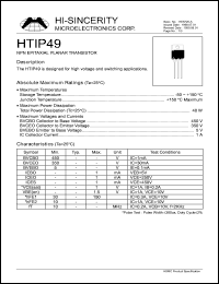 HTIP49 datasheet: 5V 1A NPN epiataxial planar transistor for high voltage and switching applications HTIP49