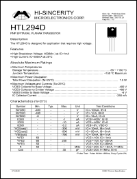 HTL294D datasheet: 6V 250mA PNP epiataxial planar transistor for application that requires high voltage HTL294D