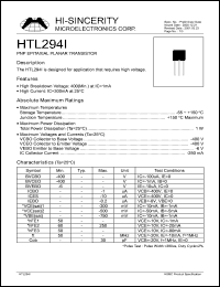 HTL294I datasheet: 6V 250mA PNP epiataxial planar transistor for application that requires high voltage HTL294I