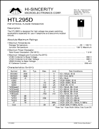HTL295D datasheet: 6V 250mA PNP epiataxial planar transistor for high voltage low power switching applications HTL295D