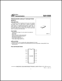 SA1088 datasheet: FM receiver circuit for battery supply for use in mono portable and pocket radios SA1088