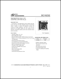 SC16232 datasheet: RAM mapping 32 x 4 LCD controller for I/O uC for multiple LCD applications SC16232