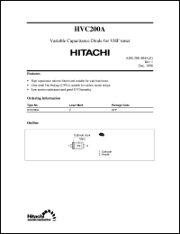 HVC200A datasheet: Variable capacitance diode for  TV tuner HVC200A