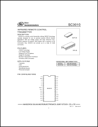 SC3010S datasheet: Infrared remote control transmitter for general purpose infrared applications SC3010S