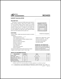 SC3423 datasheet: 3.0V 8 digit calculator SC3423