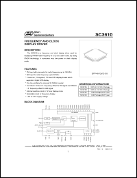 SC3610A datasheet: 0.5-7.0V frequency amd clock display driver for displaying FM/AM radio frequency or a 12 hour alarm clock SC3610A