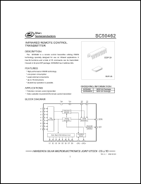 SC50462 datasheet: Infrared remote control transmitter for use in infrared applications SC50462