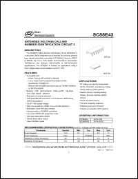 SC88E43 datasheet: 2.7-5.5V extended voltage calling number identification circuit 2 SC88E43