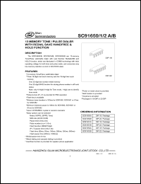 SC91650B datasheet: 6.0V 13 memory tone/pulse dialer with redial save handfree & hold function SC91650B