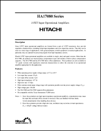 HA17080PS datasheet: J-FET single operational amplifier HA17080PS