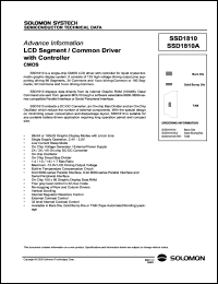 SSD1810V datasheet: 2.4-3.5V LCD segment / common driver with controler for liquid crystal dot-matrix graphic display system SSD1810V