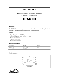 HA17741PS datasheet: Single operational amplifier HA17741PS