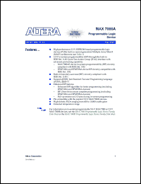 EPM7064AELI44-7 datasheet: Programmable logic , 64 macrocells, 4 logic array blocks, 36 I/O pins, 7ns EPM7064AELI44-7