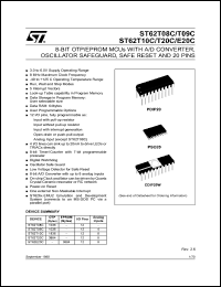 ST6209CM1/XXX datasheet: 8-bit ROM 1036bt, 12 I/O pins, 4 analog inputs, oscillator safeguard, safe reset ST6209CM1/XXX