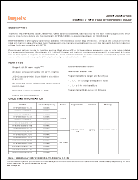 HY57V651620BTC-7 datasheet: Synchronous DRAM organized 4 Banks x 1M x 16Bit, LVTT Linterface, 3.3V, 143MHz HY57V651620BTC-7