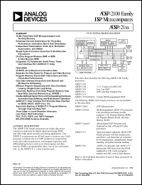 ADSP-2101KP-100 datasheet: 16-Bit fixed-point DSP microprocessors with on-chip memory, data memory=1K, program memory=2K, 25 MHz ADSP-2101KP-100