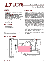 LTC1421IG-2.5 datasheet: Hot swap controller LTC1421IG-2.5