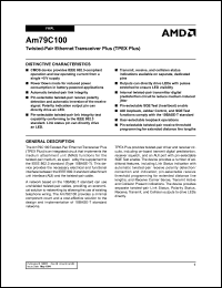 AM79C100JC datasheet: Twisted-pair Ethernet transceiver plus (TPEX Plus) AM79C100JC