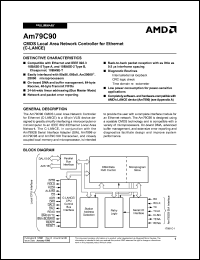 AM79C90JCTR datasheet: CMOS local area network controller for Ethernet (C-LANCE) AM79C90JCTR