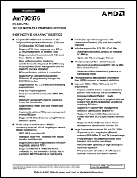 AM79C976KCWV datasheet: 10/100 Mbps PCI Ethernet controller AM79C976KCWV