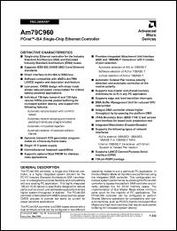 AM79C960KCW datasheet: PCnetTM-ISA single-chip Ethernet controller AM79C960KCW