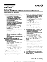 AM79C972BVCW datasheet: PCnetTM-FAST+ enhanced 10/100 Mbps PCI Ethernet controller with OnNow support AM79C972BVCW