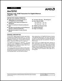 AM79761YC-10 datasheet: Physical layer 10-Bit transceiver for gigabit Ethernet AM79761YC-10