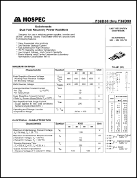 F30D40D datasheet: Switchmode dual fast recovery power rectifier, 30Ampere, 400V F30D40D