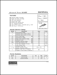 SSS70N10A datasheet: 100V, 28A N-channel power MOSFET SSS70N10A