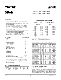 MT4LC4M4E8DJ-5 datasheet: 4Meg x 4 banks, EDO DRAM, 3.3V, standard refresh, 50ns MT4LC4M4E8DJ-5