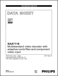 SAA7118E datasheet: Multistandard video decoder with adaptive comb filter and component video input SAA7118E