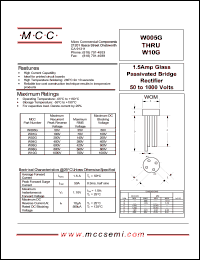 W005G datasheet: 1.5A, 50V ultra fast recovery rectifier W005G