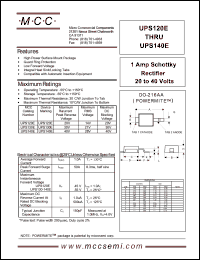 UPS120E datasheet: 1.0A, 20V ultra fast recovery rectifier UPS120E