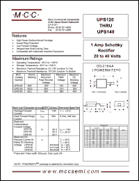 UPS120 datasheet: 1.0A, 20V ultra fast recovery rectifier UPS120