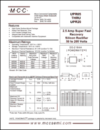 UPR05 datasheet: 2.5A, 50V ultra fast recovery rectifier UPR05