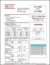 UFT14010 datasheet: 140A, 100V ultra fast recovery rectifier UFT14010