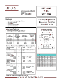 UFT14020 datasheet: 140A, 200V ultra fast recovery rectifier UFT14020