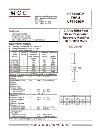UF5408GP datasheet: 3.0A, 1000V ultra fast recovery rectifier UF5408GP