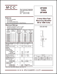 UF5406 datasheet: 3.0A, 600V ultra fast recovery rectifier UF5406