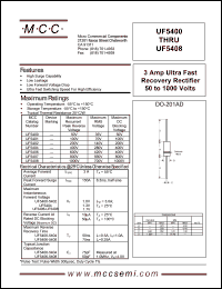 UF5407 datasheet: 3.0A, 800V ultra fast recovery rectifier UF5407