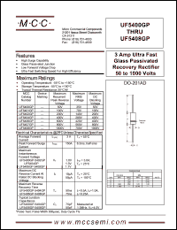 UF5404GP datasheet: 3.0A, 400V ultra fast recovery rectifier UF5404GP