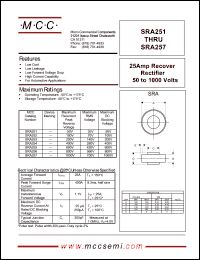 SRA256 datasheet: 25A, 800V ultra fast recovery rectifier SRA256