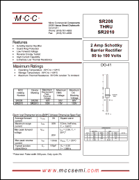 SR208 datasheet: 2.0A, 80V ultra fast recovery rectifier SR208