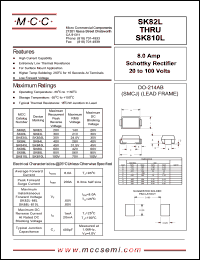 SK82L datasheet: 8.0A, 20V ultra fast recovery rectifier SK82L